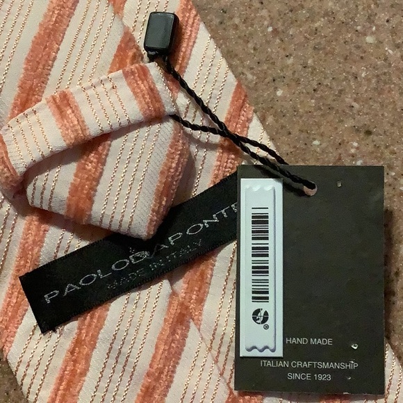 NWT sherbet color striped tie velour Paolo Da Ponte Italian - Picture 4 of 8